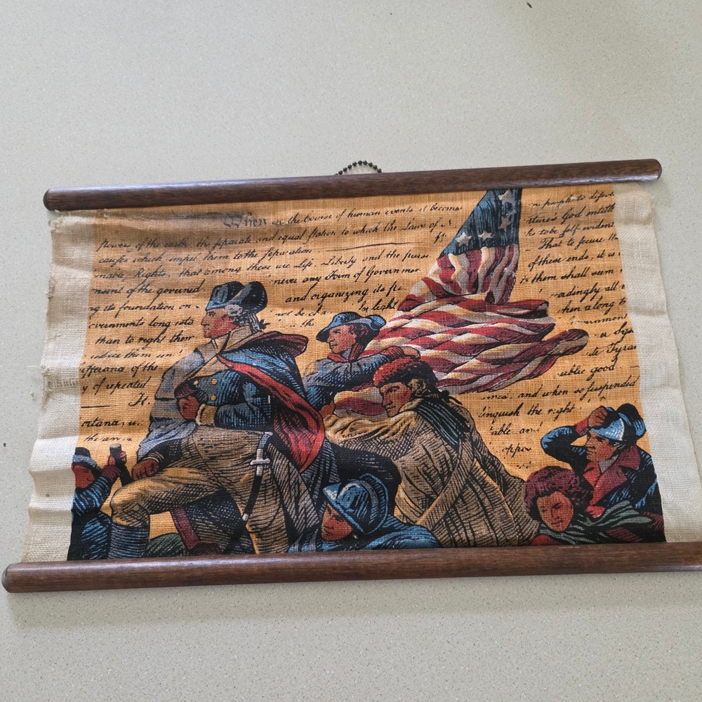 Burlap Wall Hanging Tapestry Scroll 17 American Washington Declaration Patriotic
